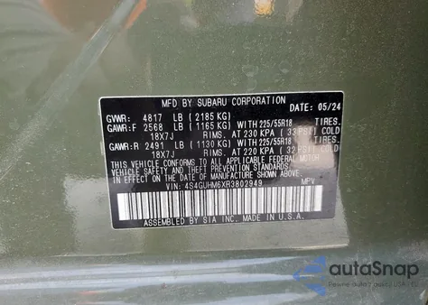 2024 Subaru Crosstrek Limited from USA, damaged, VIN 4S4GUHM6XR3802949